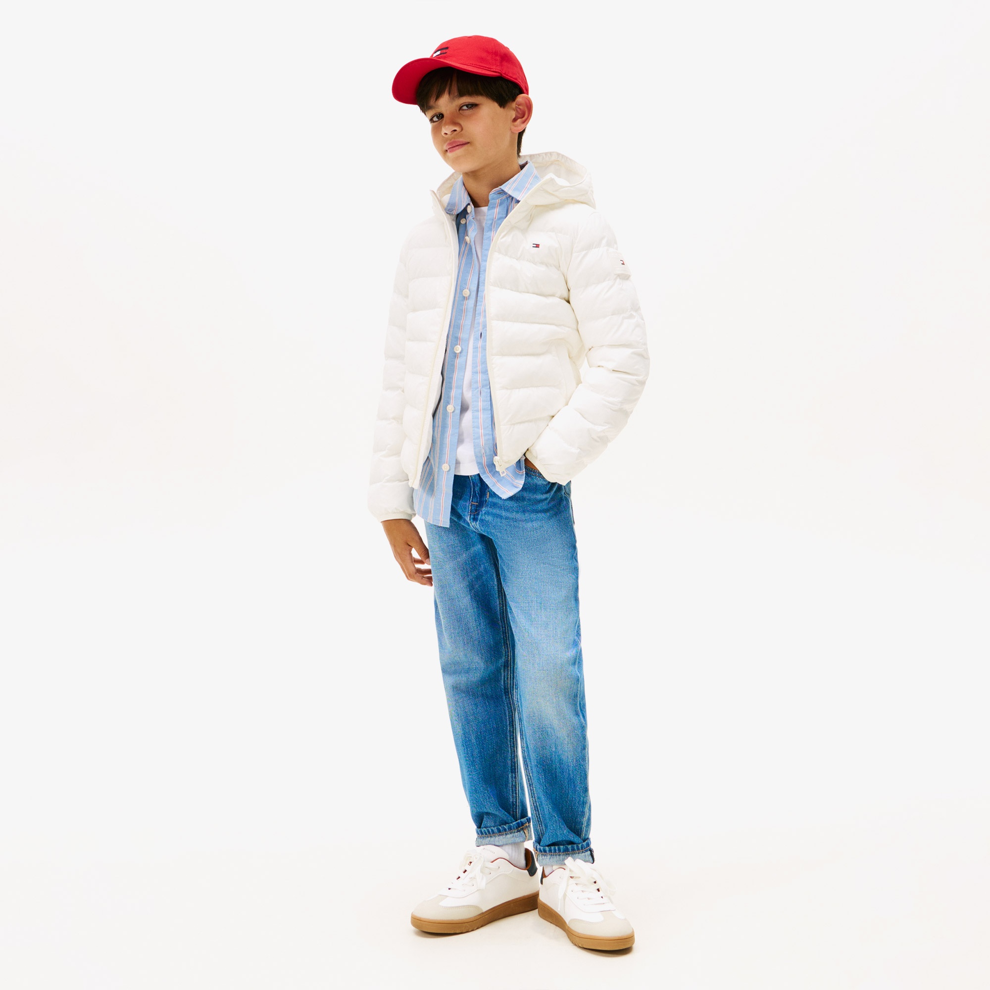 Tommy Hilfiger Lightweight Çocuk Beyaz Puffer Mont