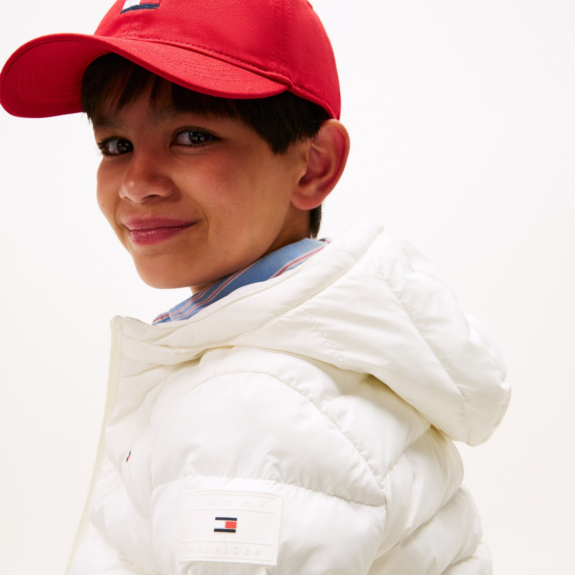 Tommy Hilfiger Lightweight Çocuk Beyaz Puffer Mont