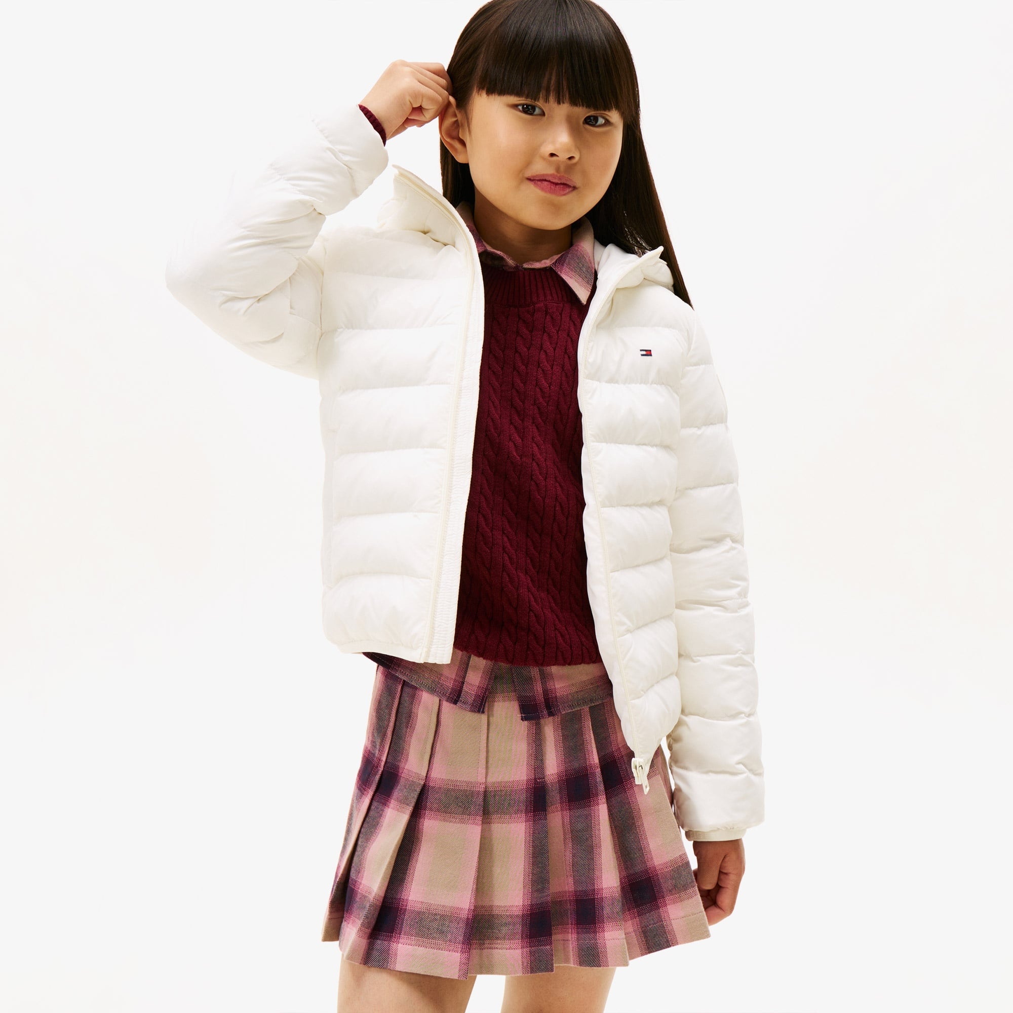 Tommy Hilfiger Lightweight Çocuk Beyaz Puffer Mont