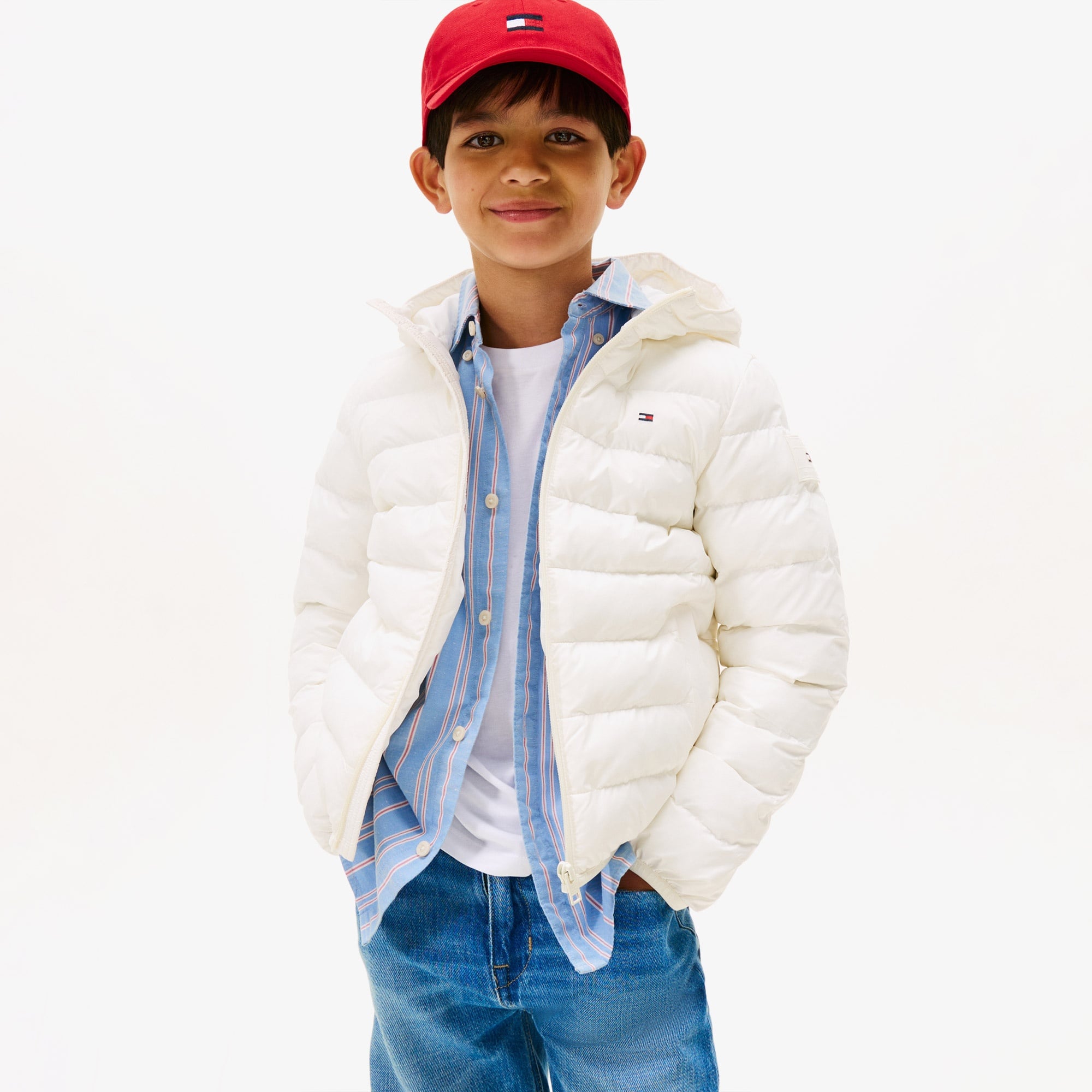 Tommy Hilfiger Lightweight Çocuk Beyaz Puffer Mont