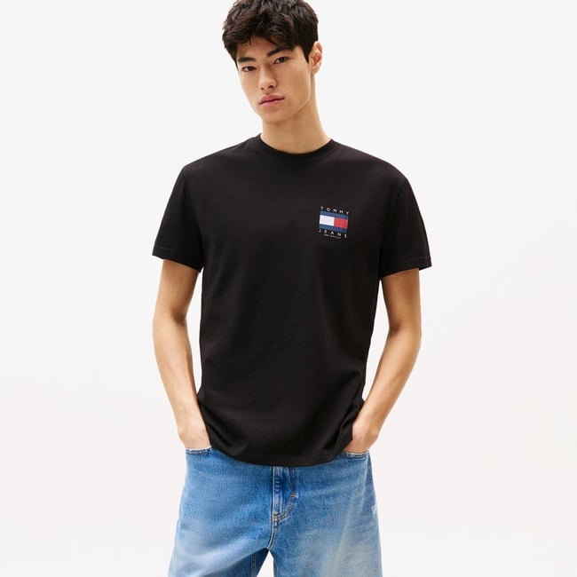  Tommy Jeans Regular Flag Erkek Siyah T-Shirt