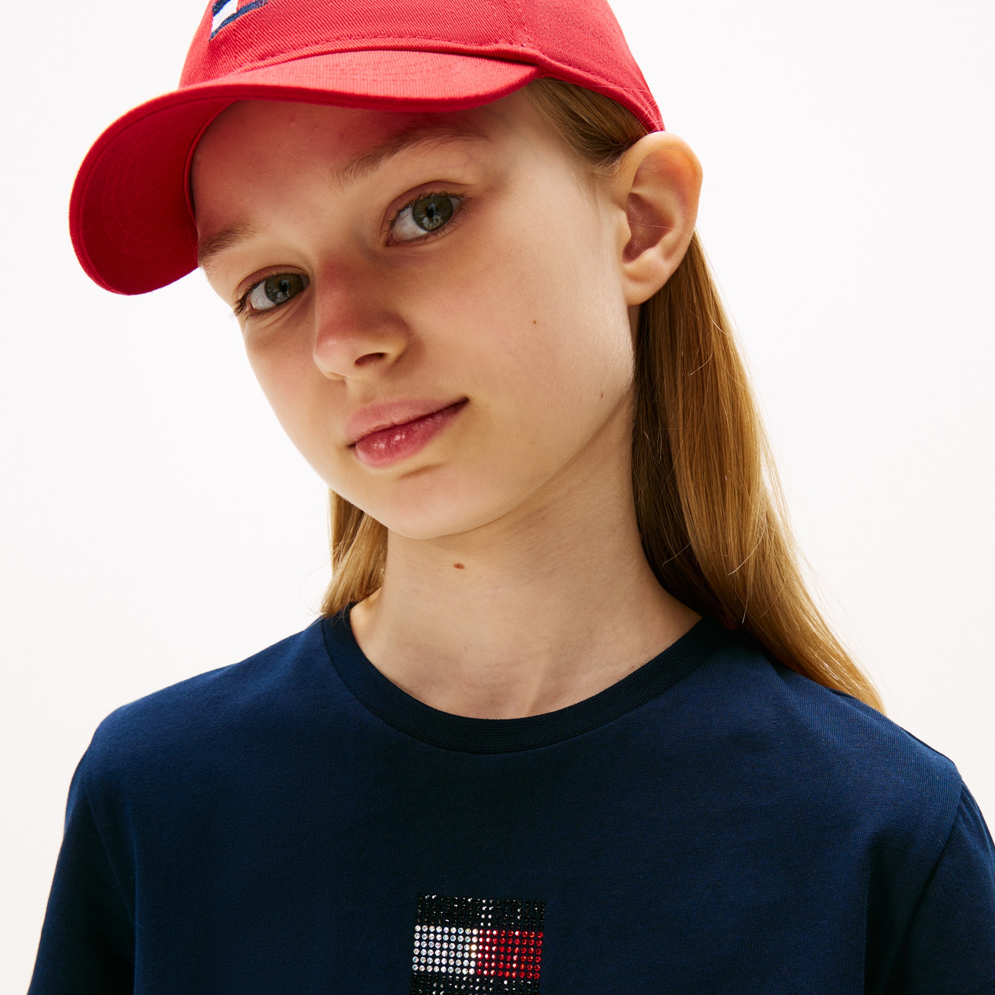 Tommy Hilfiger Rhine Stone Flag Çocuk Lacivert T-Shirt