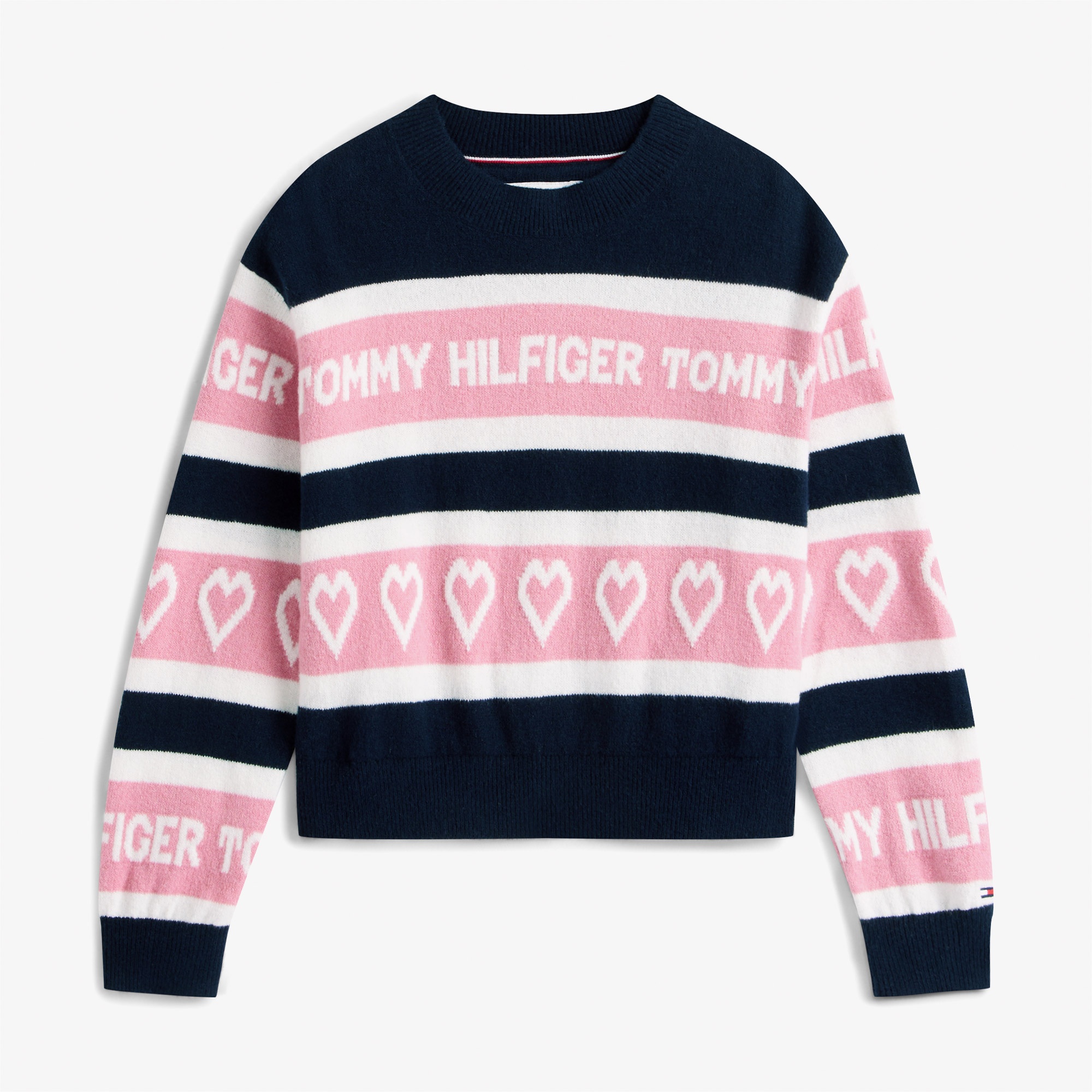 Tommy Hilfiger Intarsia Çocuk Mavi Kazak