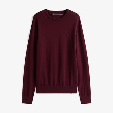  Tommy Hilfiger Essential Cotton Yuvarlak Yaka Erkek Bordo Kazak