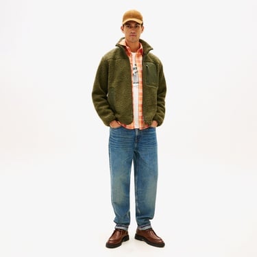  Tommy Hilfiger Teddy Through Erkek Fermuarlı Yeşil Ceket