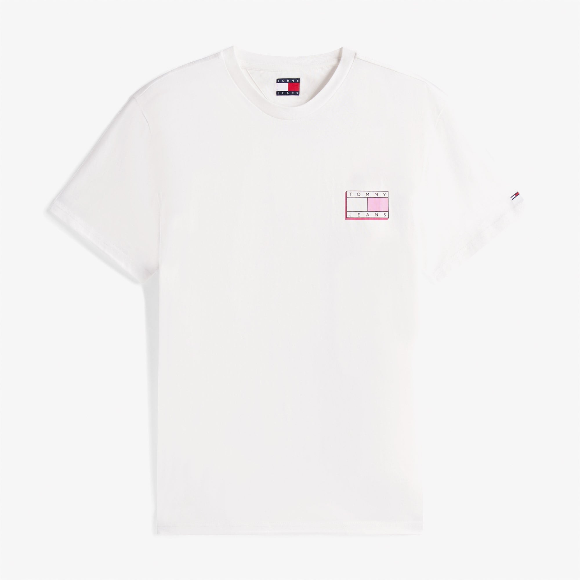 Tommy Jeans Slim Pop Color Flag Erkek Beyaz T-Shirt