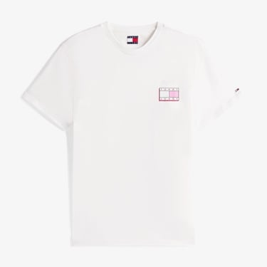  Tommy Jeans Slim Pop Color Flag Erkek Beyaz T-Shirt