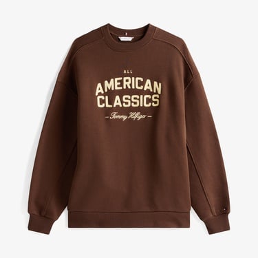  Tommy Hilfiger Varsity Terry Kadın Kahverengi Sweatshirt