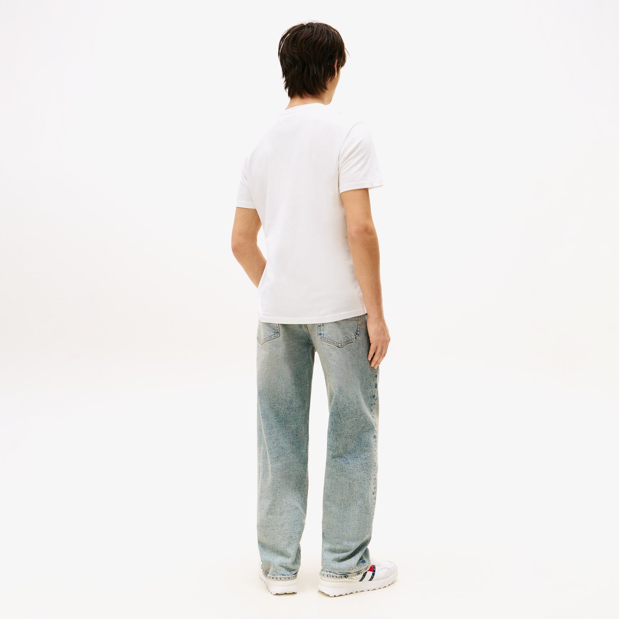 Tommy Jeans Slim Pop Color Flag Erkek Beyaz T-Shirt