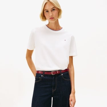  Tommy Hilfiger Pique Kadın Beyaz T-Shirt