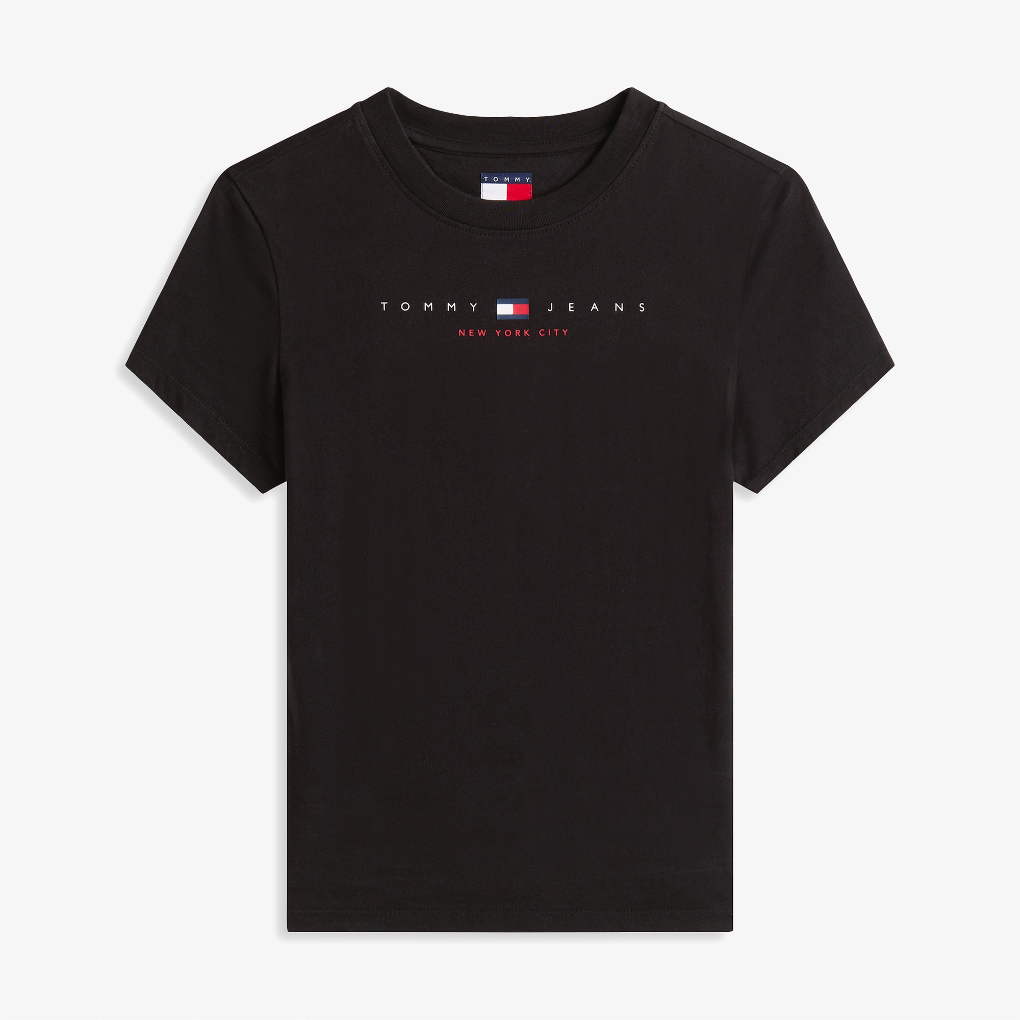 Tommy Jeans Slim Linear Kadın Siyah T-Shirt