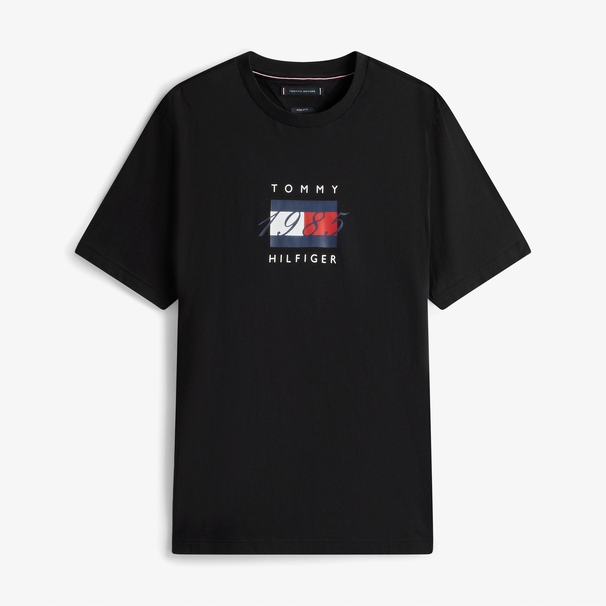 Tommy Hilfiger Linear Flag Graphic Erkek Siyah T-Shirt