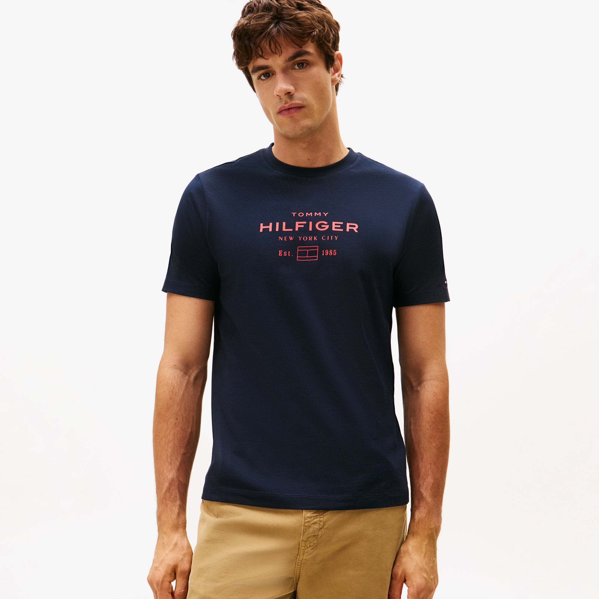  Tommy Hilfiger Stack Graphic Erkek Lacivert T-Shirt