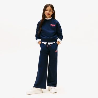  Tommy Hilfiger Wide Leg Varsity Flock Çocuk Lacivert Eşofman Altı