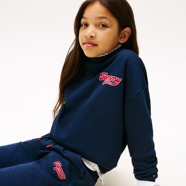  Tommy Hilfiger Wide Leg Varsity Flock Çocuk Lacivert Eşofman Altı