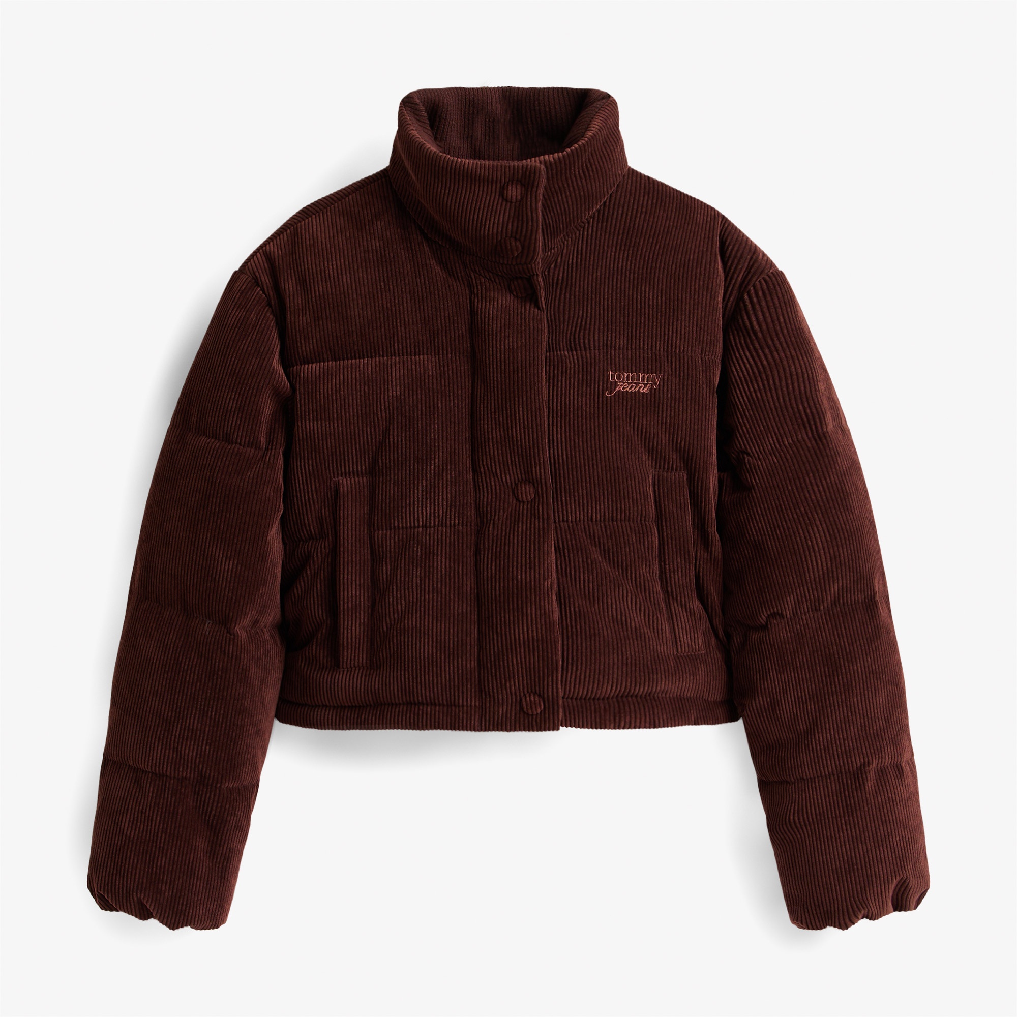 Tommy Jeans Cord Kadın Puffer Kahverengi Mont