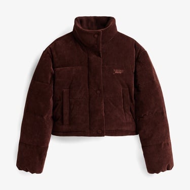  Tommy Jeans Cord Kadın Puffer Kahverengi Mont