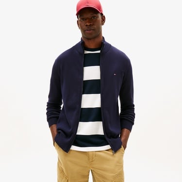  Tommy Hilfiger Essential Cotton Zip Erkek Lacivert Triko Hırka