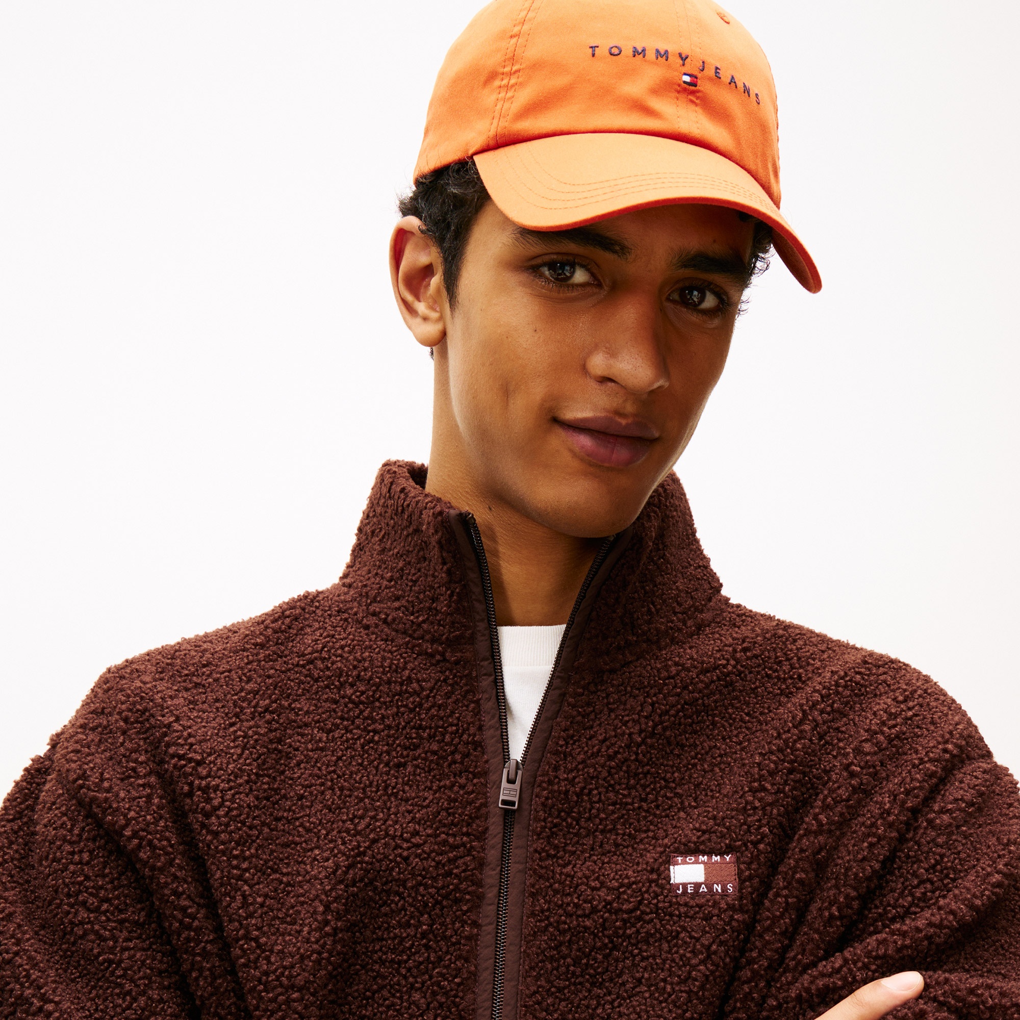 Tommy Jeans Relax Badge Erkek Kahverengi Fermuarlı Sweatshirt