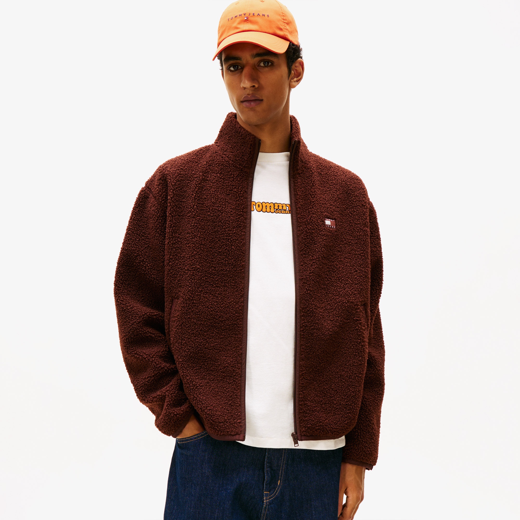 Tommy Jeans Relax Badge Erkek Kahverengi Fermuarlı Sweatshirt