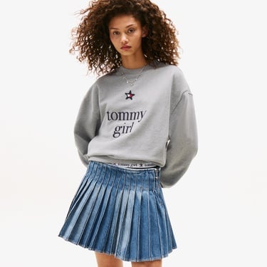  Tommy Hilfiger Graphic Yuvarlak Yaka Çocuk Gri Sweatshirt
