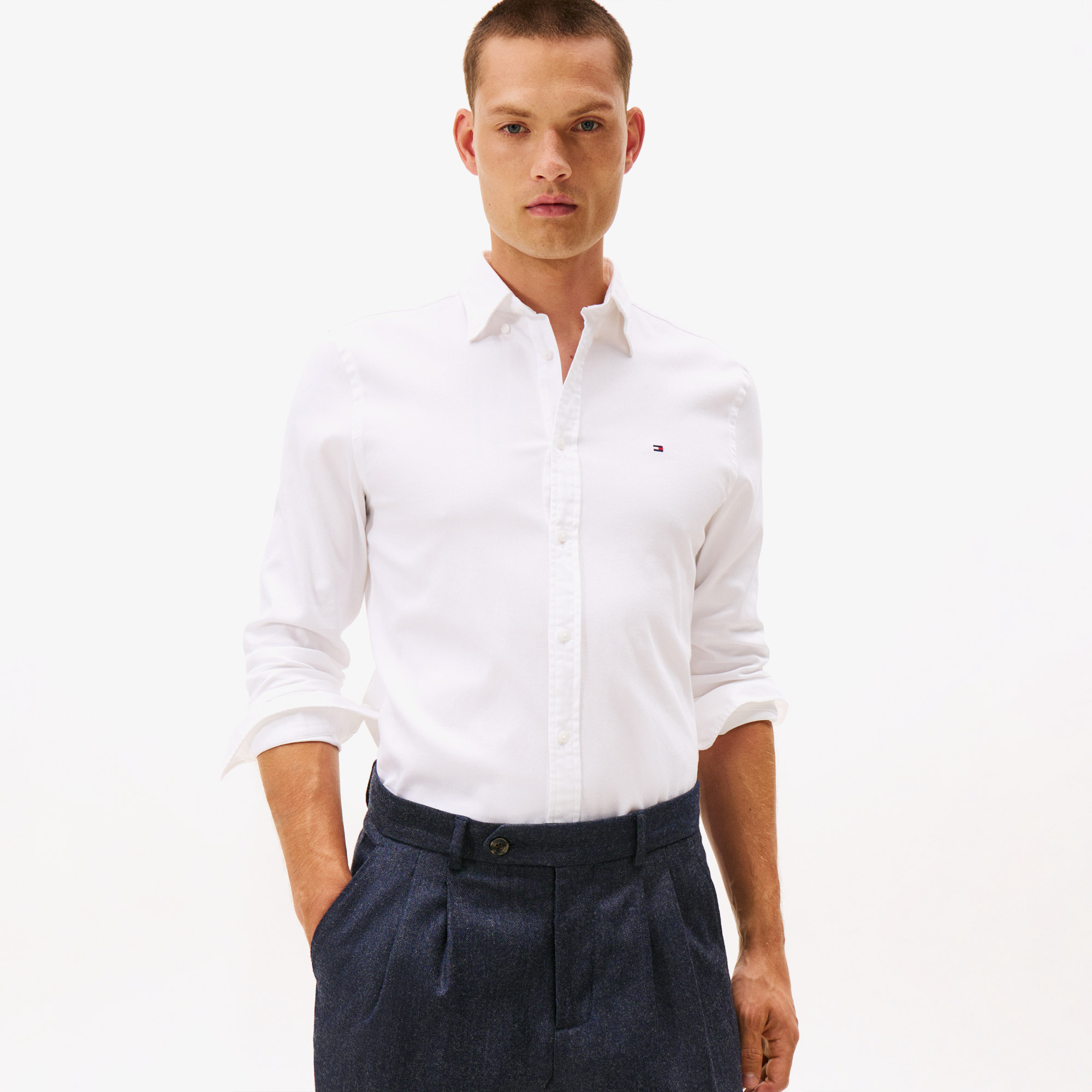  Tommy Hilfiger Dobby Erkek Beyaz Gömlek