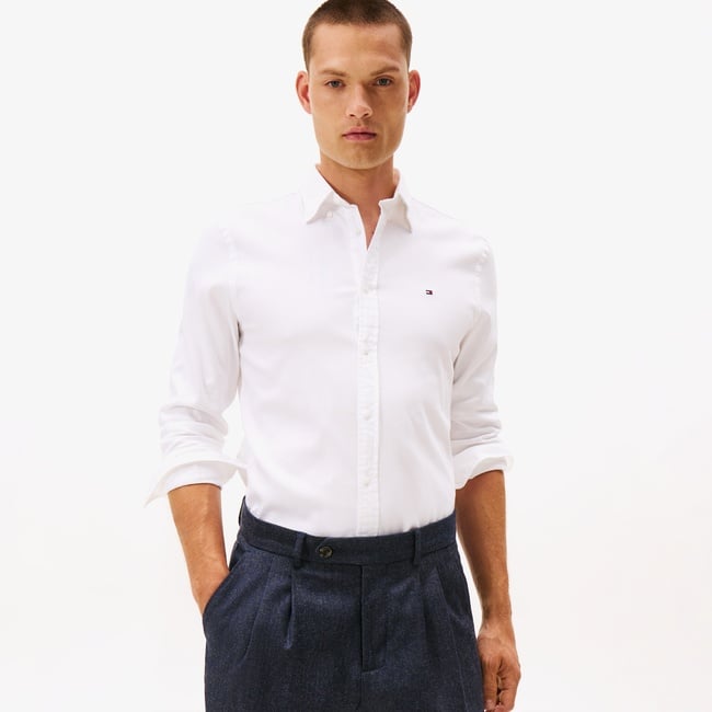  Tommy Hilfiger Dobby Erkek Beyaz Gömlek