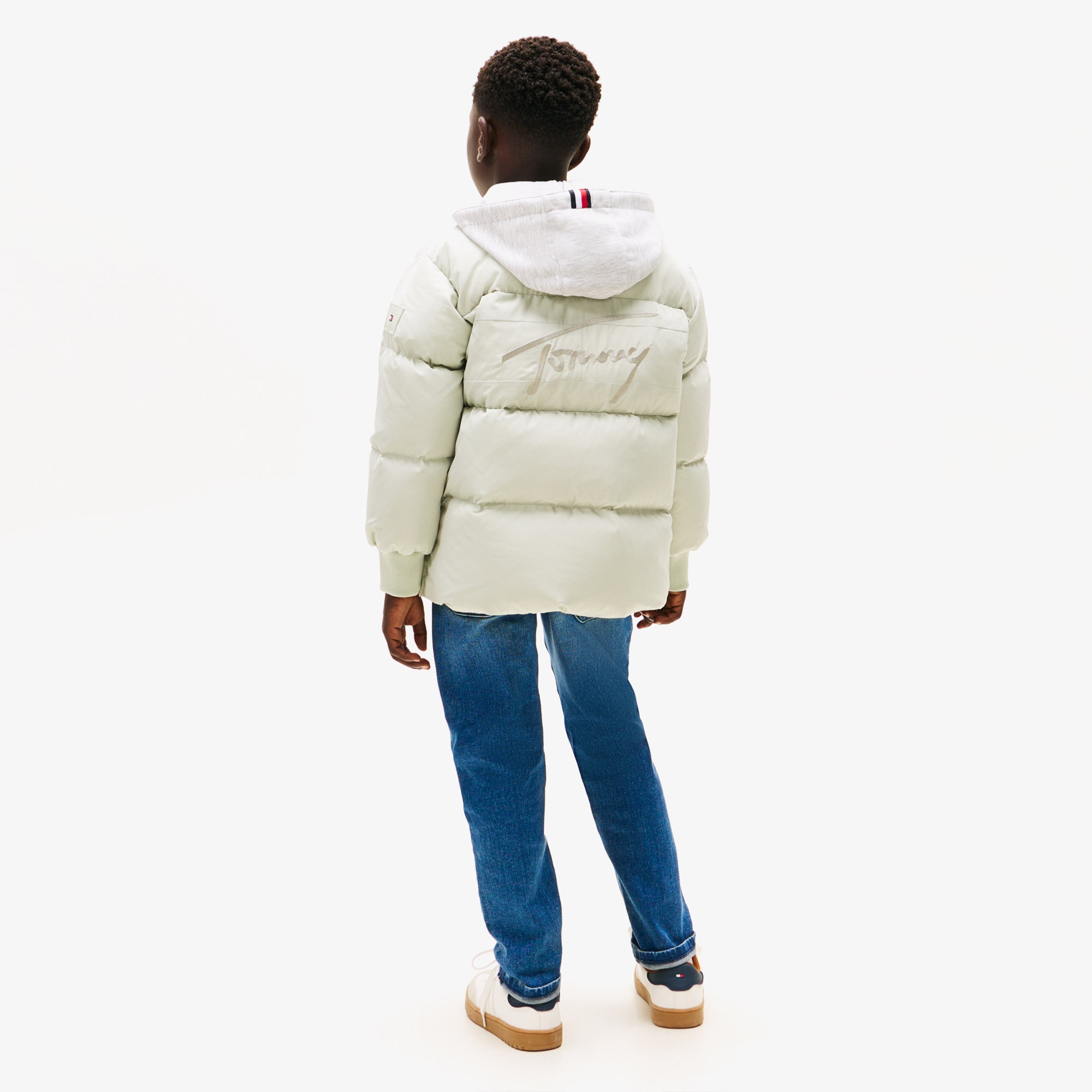 Tommy Hilfiger Flag Down Çocuk Puffer Krem Mont