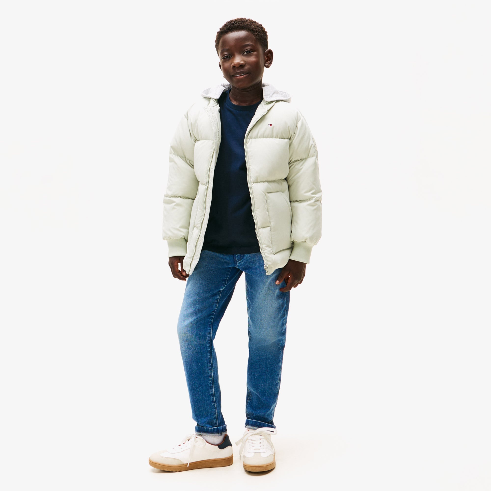 Tommy Hilfiger Flag Down Çocuk Puffer Krem Mont