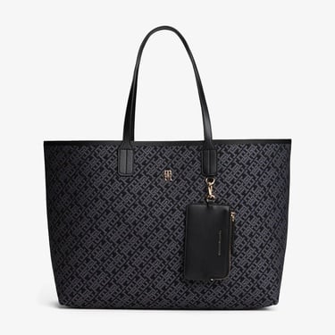  Tommy Hilfiger Icon Jacquard Kadın Siyah Tote Çanta