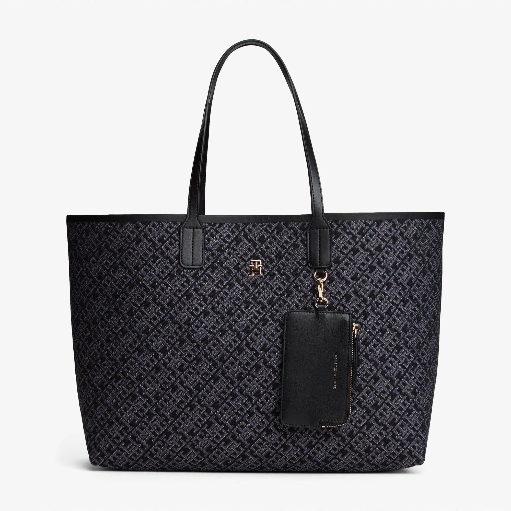  Tommy Hilfiger Icon Jacquard Kadın Siyah Tote Çanta