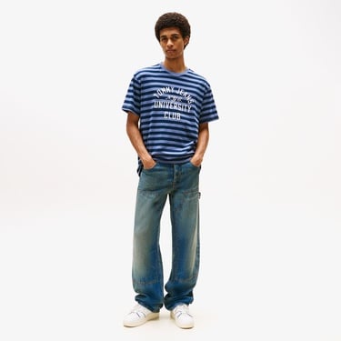  Tommy Jeans Relax Stripe Erkek Mavi T-Shirt