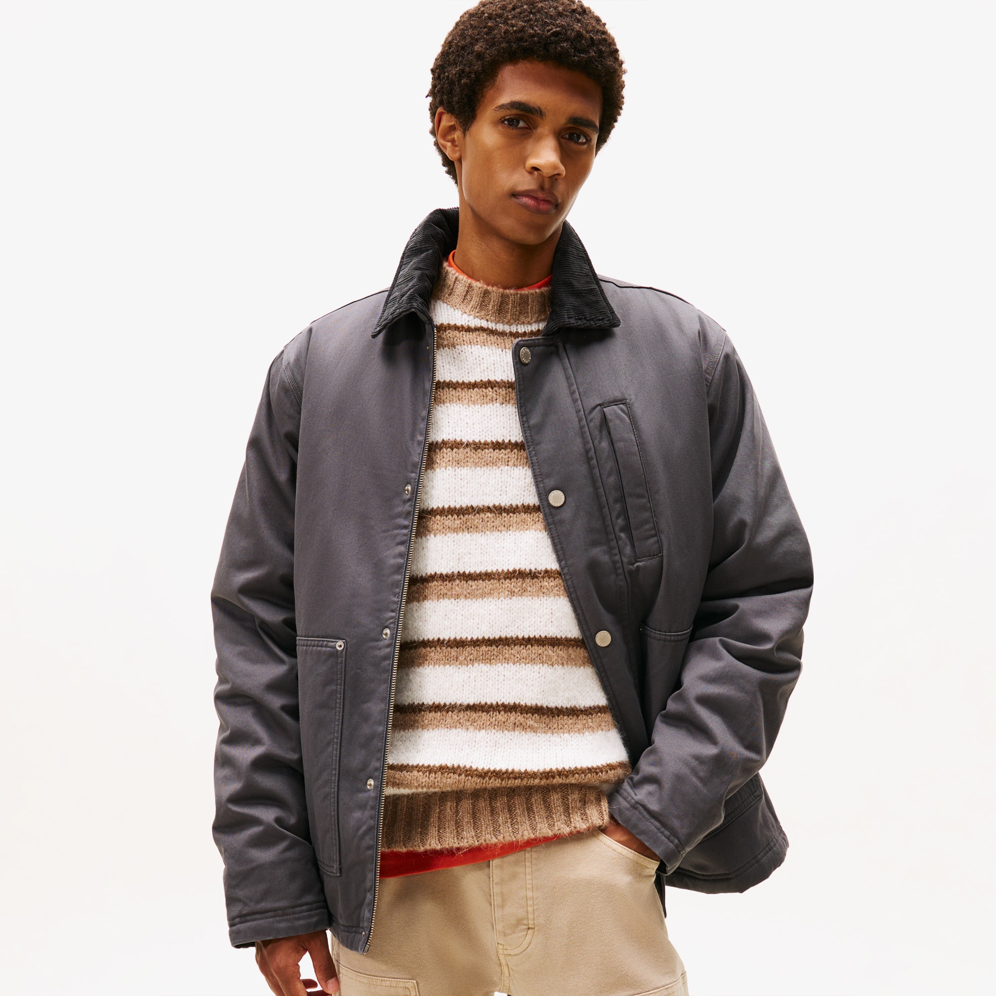 Tommy Jeans Twill Chore Erkek Gri Ceket