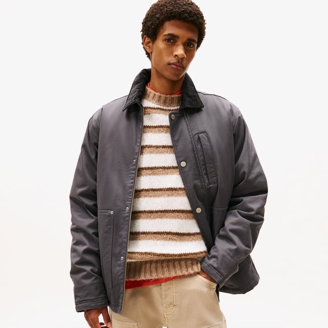  Tommy Jeans Twill Chore Erkek Gri Ceket