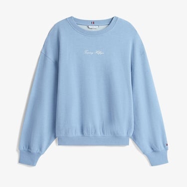  Tommy Hilfiger Classic Script Terry Kadın Mavi Sweatshirt