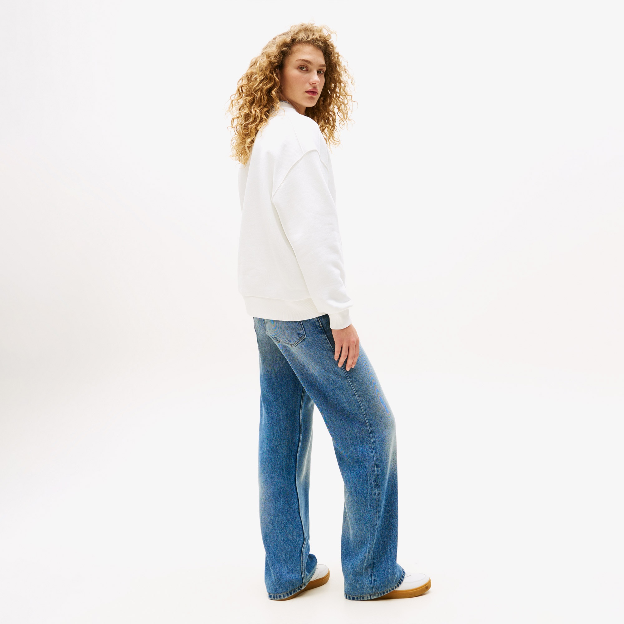 Tommy Hilfiger Varsity Terry Kadın Beyaz Sweatshirt