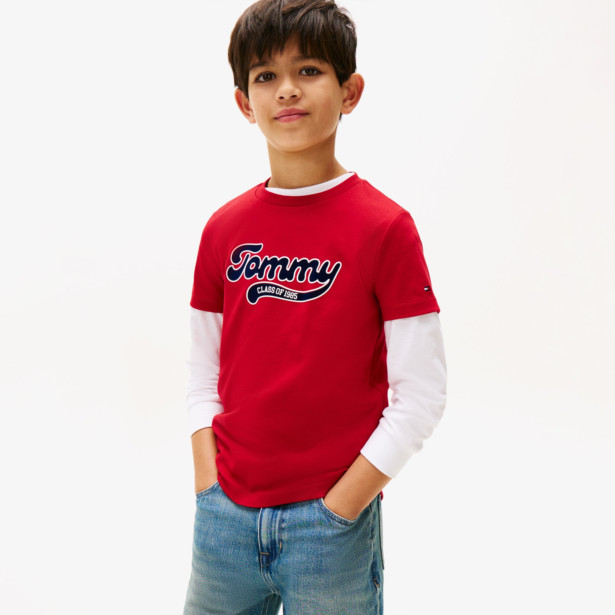 Tommy Hilfiger Varsity Interlock Çocuk Kırmızı T-Shirt