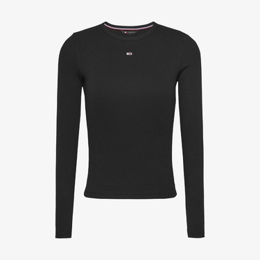  Tommy Jeans Slim Essential Kadın Siyah Uzun Kollu T-shirt