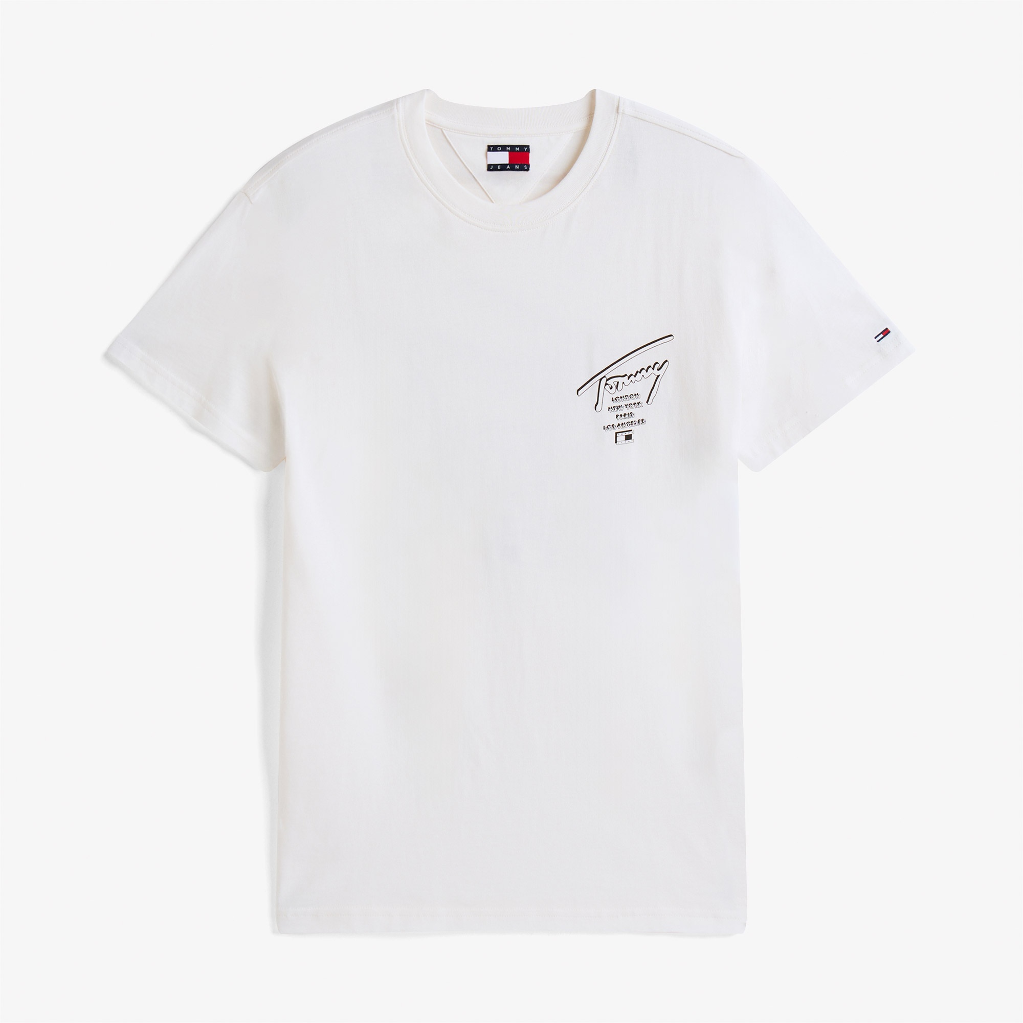 Tommy Jeans Regular Sign City Erkek Beyaz T-Shirt