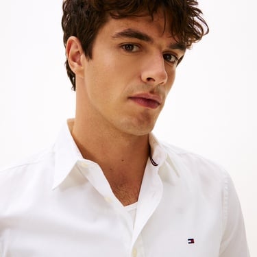  Tommy Hilfiger Flex Poplin Kent Collar Erkek Beyaz Gömlek