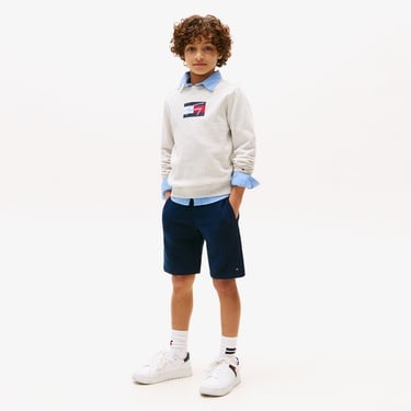  Tommy Hilfiger Script Flag Çocuk Gri Sweatshirt