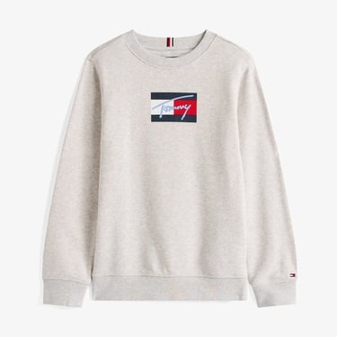  Tommy Hilfiger Script Flag Çocuk Gri Sweatshirt