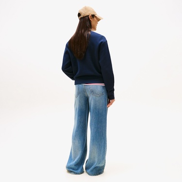  Tommy Hilfiger Lurex Script Regular Kadın Mavi Sweatshirt