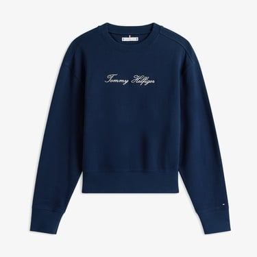  Tommy Hilfiger Lurex Script Regular Kadın Mavi Sweatshirt
