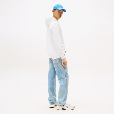  Tommy Jeans Regular Pop Flag Erkek Beyaz Hoodie