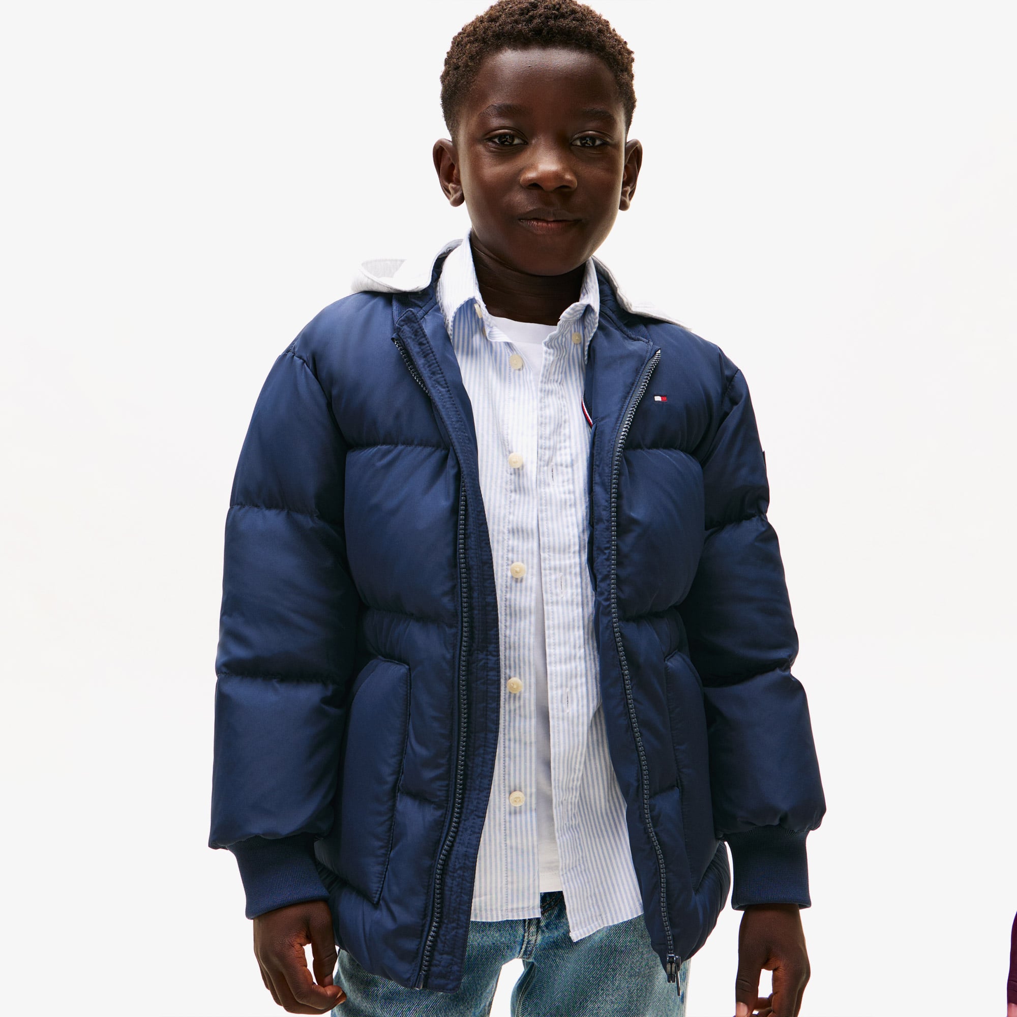  Tommy Hilfiger Flag Down Çocuk Puffer Lacivert Mont