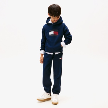  Tommy Hilfiger Flag Çocuk Lacivert Hoodie