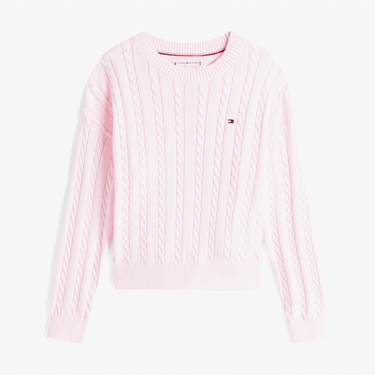  Tommy Hilfiger Cable Çocuk Pembe Kazak