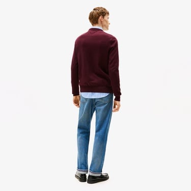 Tommy Hilfiger Essential Cotton Yuvarlak Yaka Erkek Bordo Kazak