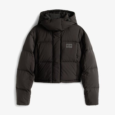  Tommy Jeans Alaska Crop Kadın Puffer Siyah Mont